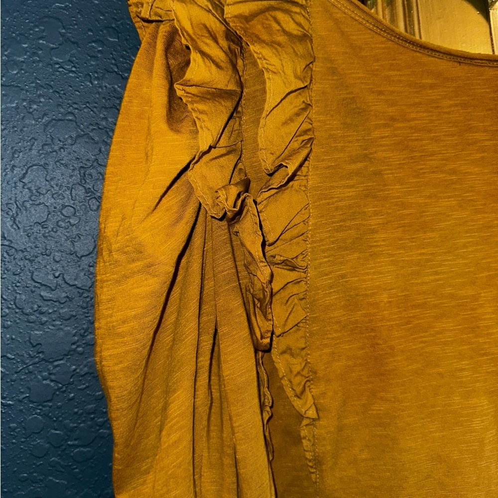 Anthropologie Golden Ruffle Sleeve Blouse